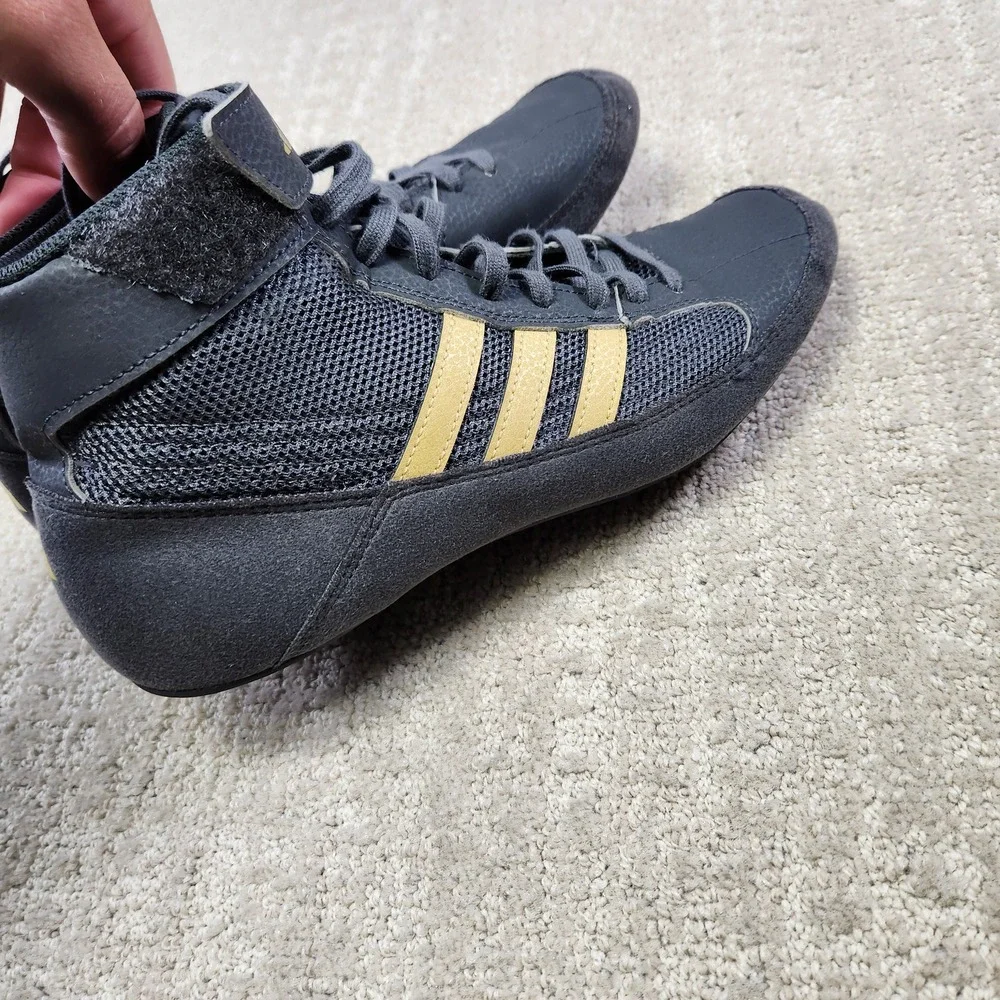 Adidas HVC Wrestling Shoes Mens 8 Dark Grey Gold High Top Boxing Combat HP1000